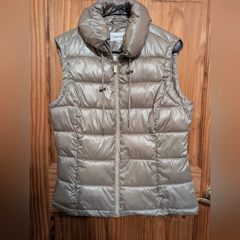 Calvin Klein Shimmering Silver Puffer Vest